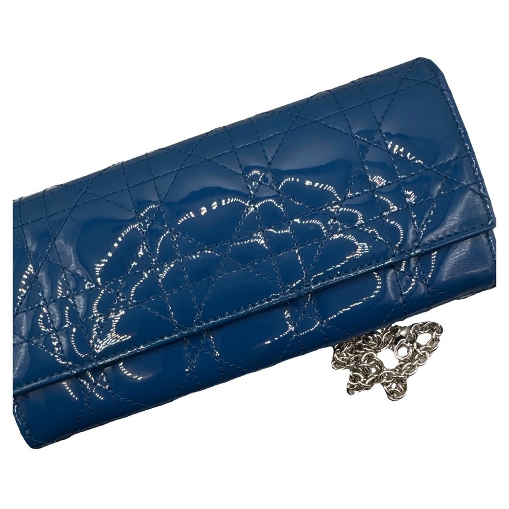 Authentic Christian Dior patent wallet with chain